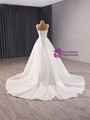 White Sequins Pearls Straps Split Wedding Dress