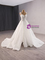 White Sequins Pearls Straps Split Wedding Dress