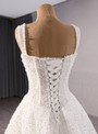 White Sequins Pearls Straps Split Wedding Dress