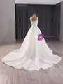 White Sequins Pearls Straps Split Wedding Dress