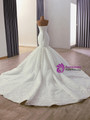White Mermaid Satin Tulle Strapless Flower Wedding Dress