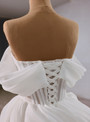 White Tulle Off the Shoulder Pleats Wedding Dress