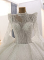 Fafion White Sequins Long Sleeve Wedding Dress