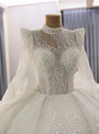 Fafion White Sequins Long Sleeve Wedding Dress
