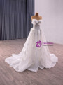 White Strapless Tulle Sequins 3D Appliques Wedding Dress