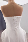 White Strapless Tulle Sequins Pearls Wedding Dress
