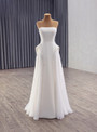 White Strapless Tulle Sequins Pearls Wedding Dress
