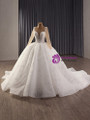 White Long Sleeve Tulle Sequins Beading Weddding Dress