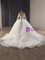 White Long Sleeve Tulle Sequins Beading Weddding Dress