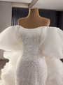 White Mermaid Sequins Off the Shoulder Wedding Dress