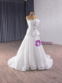 White Satin Strapless Beading Bow Pleats Wedding Dress