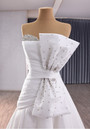 White Satin Strapless Beading Bow Pleats Wedding Dress