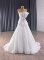 White Satin Strapless Beading Bow Pleats Wedding Dress