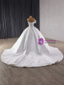 Vintage White Satin 3D Flower Wedding Dress