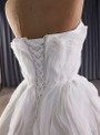 White Strapless Pleats Wedding Dress