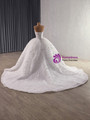 White Ball Gown Tulle Sequins Strapless Wedding Dress