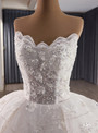 White Ball Gown Tulle Sequins Strapless Wedding Dress