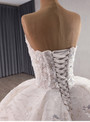 White Ball Gown Tulle Sequins Strapless Wedding Dress