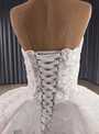 White Ball Gown Tulle Sequins Strapless Wedding Dress