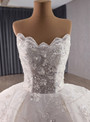 White Ball Gown Tulle Sequins Strapless Wedding Dress
