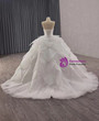 White Tulle Strapless Pleats Beading Tiers Wedding Dress