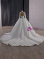 White Lace Backless Long Sleeve Wedding Dress