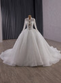 White Lace Backless Long Sleeve Wedding Dress
