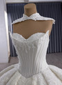 White Tulle Strapless Lace Appliques Beading Wedding Dress