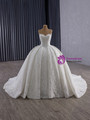 White Tulle Strapless Lace Appliques Beading Wedding Dress