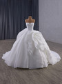 White Strapless 3D Flower Wedding Dress