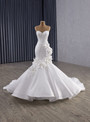 Sexy White Mermaid Satin Strapless 3D Flower Wedding Dress