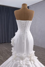 Sexy White Mermaid Satin Strapless 3D Flower Wedding Dress