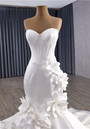 Sexy White Mermaid Satin Strapless 3D Flower Wedding Dress