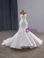 Sexy White Mermaid Satin Strapless 3D Flower Wedding Dress