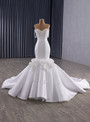 White Satin Mermaid 3D Flower Beading Wedding Dress