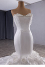 White Satin Mermaid 3D Flower Beading Wedding Dress