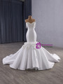 White Satin Mermaid 3D Flower Beading Wedding Dress
