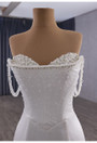 White Satin Mermaid 3D Flower Beading Wedding Dress