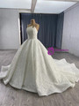 White Sequins Beading Strapless Wedding Dress
