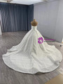 White Sequins Beading Strapless Wedding Dress