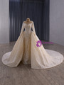 Champagne Tulle Sequins Long Sleeve Wedding Dress