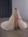 Champagne Tulle Sequins Long Sleeve Wedding Dress