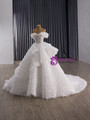 Vintage White Tulle Tiers Sequins Off the Shoulder Wedding Dress