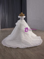 Vintage White Tulle Tiers Sequins Off the Shoulder Wedding Dress