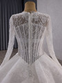 White Lace V-neck Long Sleeve Beading Wedding Dress