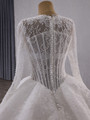White Lace V-neck Long Sleeve Beading Wedding Dress