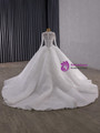 White Lace V-neck Long Sleeve Beading Wedding Dress