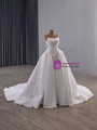 Fashion White Satin Strapless Appliques Wedding Dress