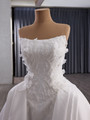 Fashion White Satin Strapless Appliques Wedding Dress
