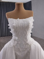Fashion White Satin Strapless Appliques Wedding Dress